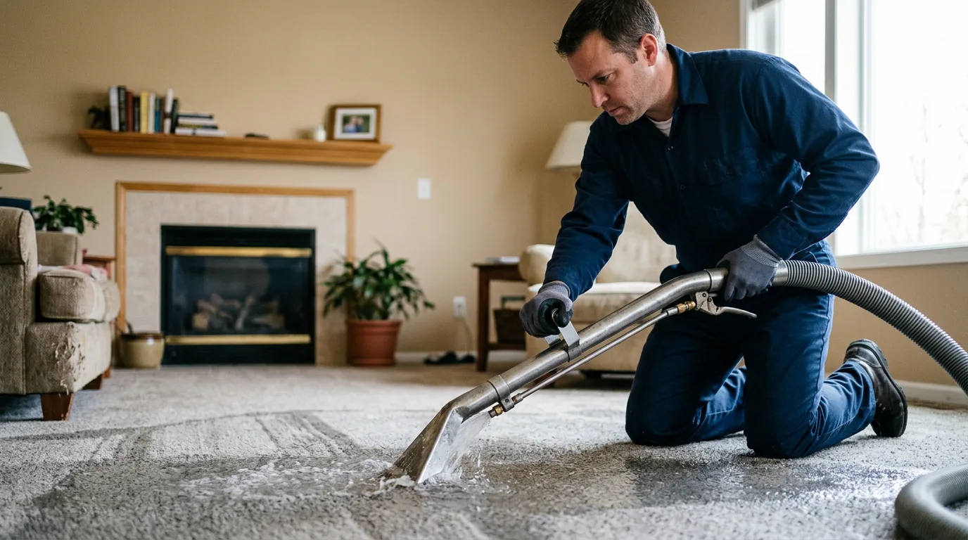Water damage restoration technician working near Plantersville, TX